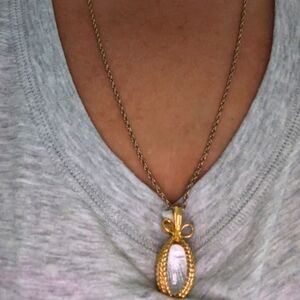 Joan Rivers Faberge Egg Bow Trim Pendant and necklace, pre owned